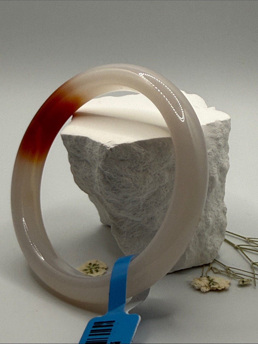 Translucent Agate Bangle with Red Accent - Picture 5 of 7